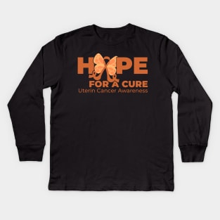 Hope For A Cure Butterfly - Uterine Cancer Awareness Kids Long Sleeve T-Shirt